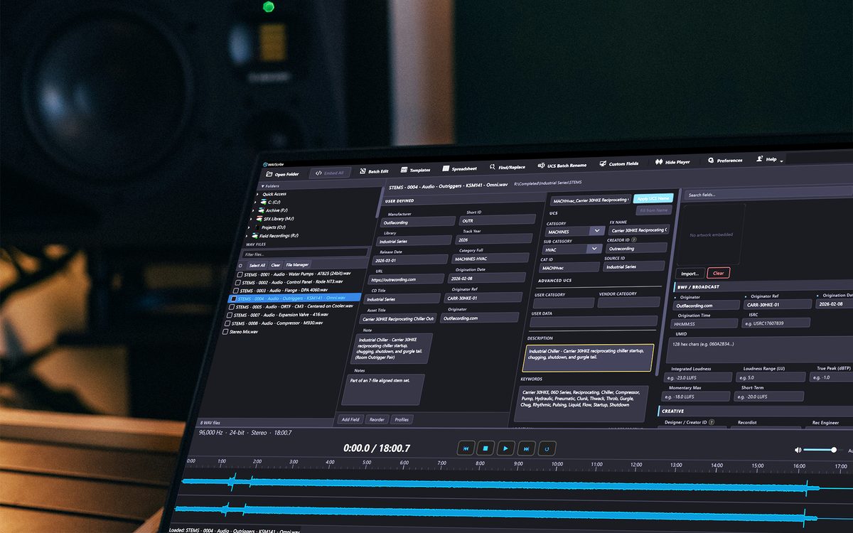 WAVScribe running on a studio monitor